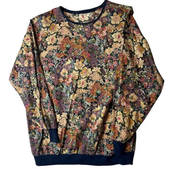 Vtg Women's L All Over Print Floral Shirt Long Sleeve Granny Grandmacore Cottage - Picture 1 of 5